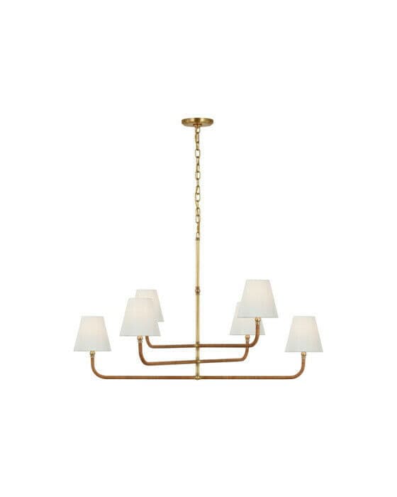 Basden Extra Large Three Tier Chandelier Brass/Natural Rattan