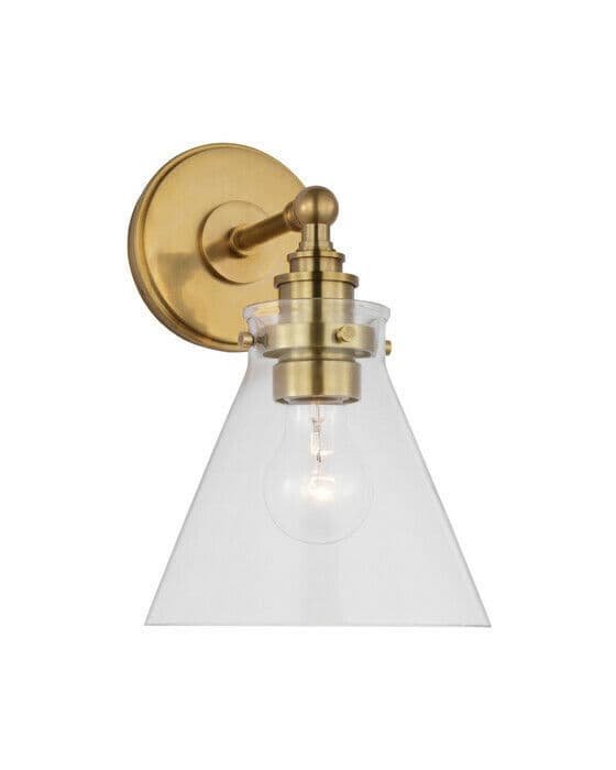 Parkington Small Single Wall Light Antique Brass/Clear glass