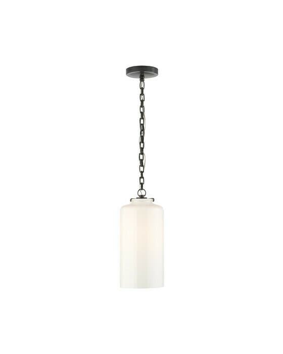Katie Cylinder Pendant Bronze/White Glass