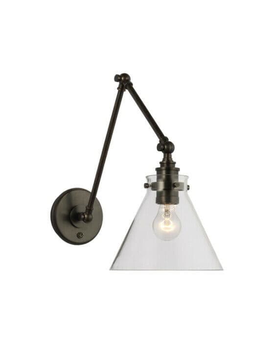 Parkington Double Library Wall Light Bronze/Clear