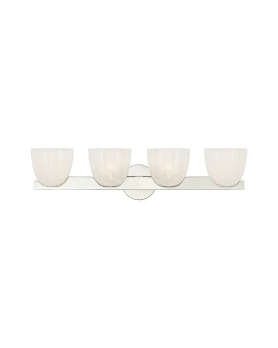 Carola 4-Light Bath Sconce Polished Nickel/White Glass
