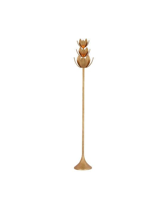 Alberto 70" Floor Torchiere Antique Gold Leaf