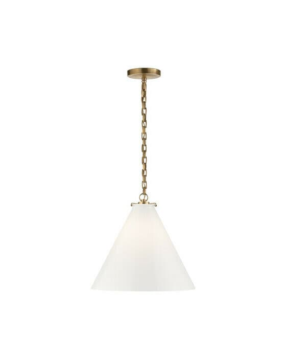 Katie Conical Pendant Antique Brass/White