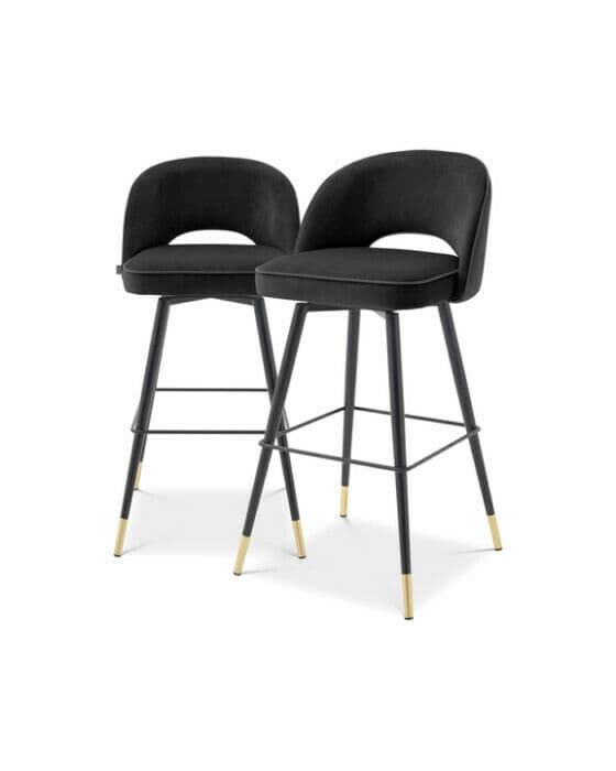 Cliff barstol roche black velvet 2 stk