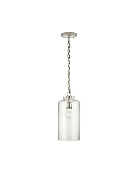 Katie Cylinder Pendant Polished Nickel/Clear Glass
