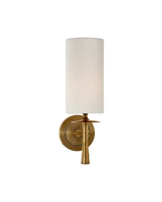 Drunmore Single Sconce Antique Brass/Linen Shade