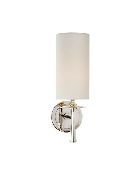 Drunmore Single Sconce Polished Nickel/Linen Shade