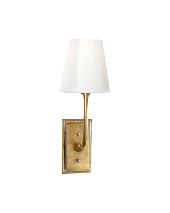Hulton Sconce Antique Brass with Crystal Backplate and White Glass Shade