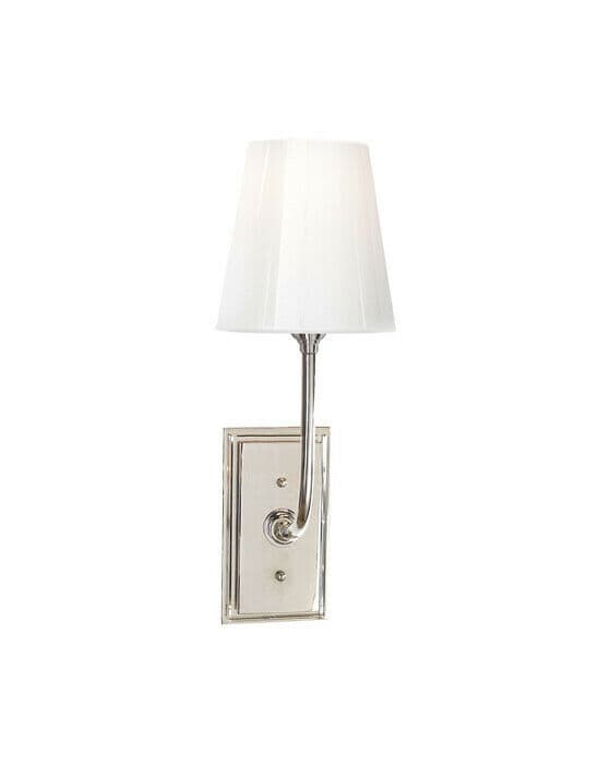 Hulton Sconce Polished Nickel with Crystal Backplate and White Glass Shade