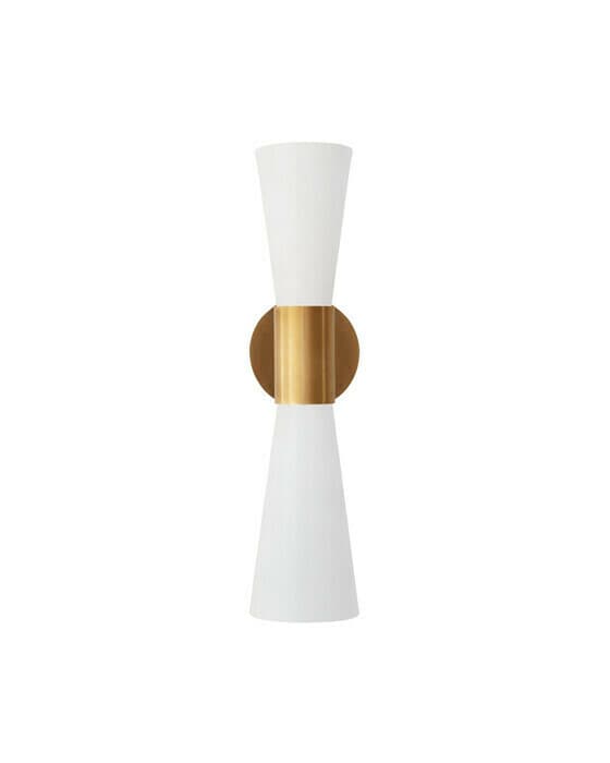 Clarkson Narrow Sconce Antique Brass and White Medium