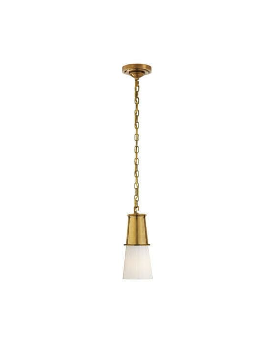 Robinson Pendant Antique Brass/White Glass S