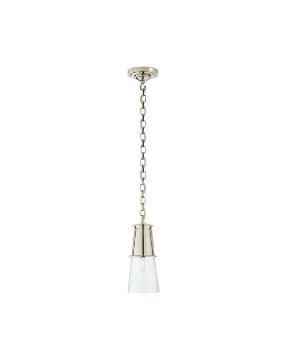 Robinson Pendant Polished Nickel/Clear Glass S