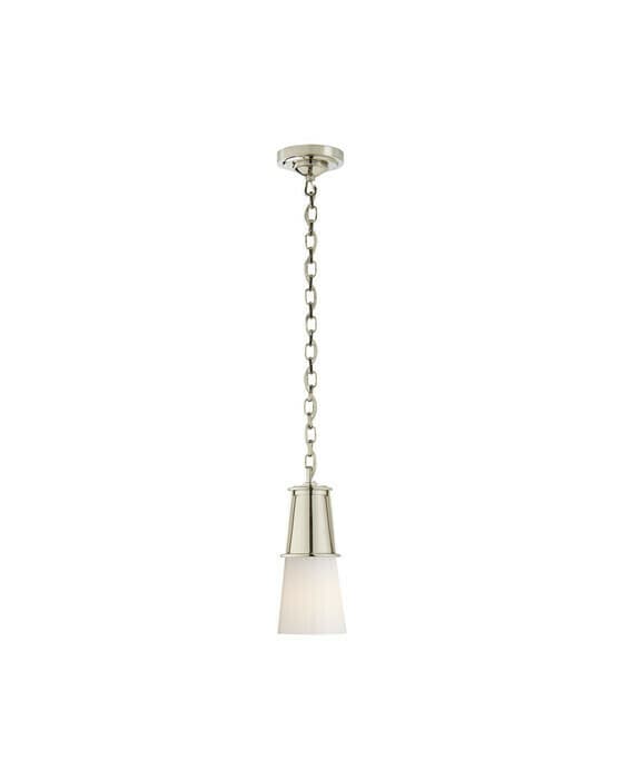 Robinson Pendant Polished Nickel/White Glass S