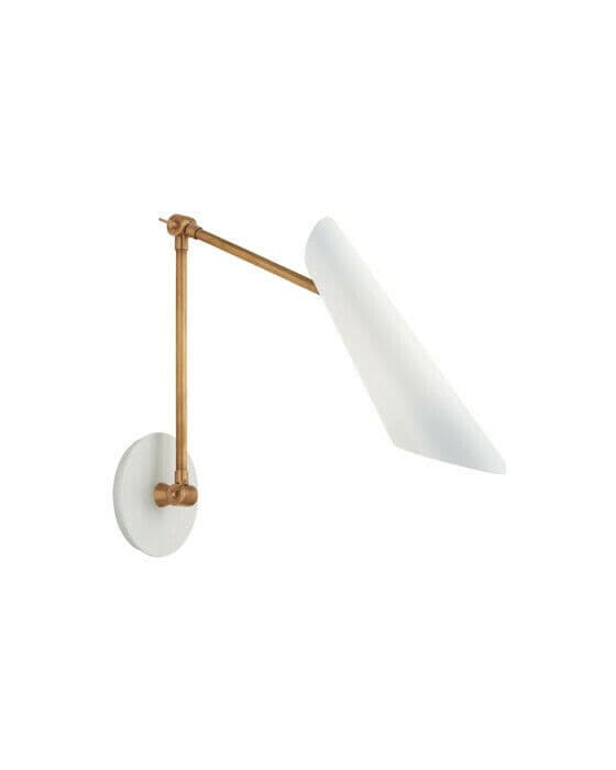 Franca Double Library Wall Light Antique Brass/White Shade