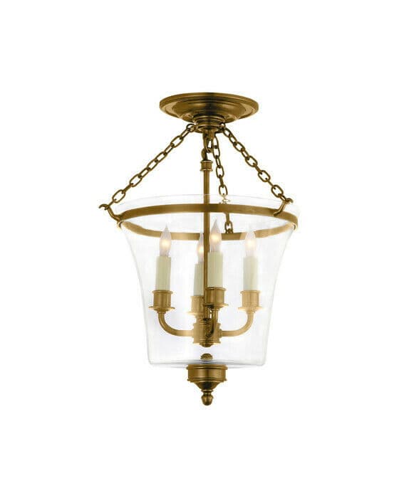 Sussex Semi-Flush Bell Jar Lantern Antique-Burnished Brass