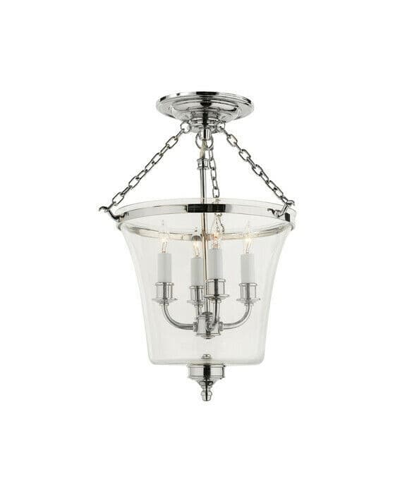 Sussex Semi-Flush Bell Jar Lantern Polished Nickel