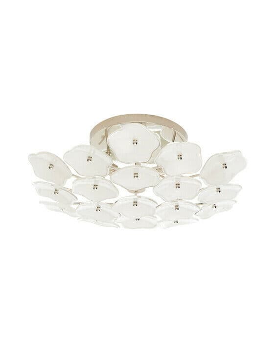 Leighton Flush Mount Polished Nickel/Cream Tinted Glass M