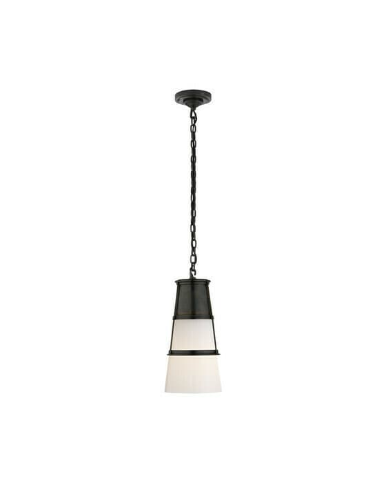 Robinson Pendant Bronze/White Glass M