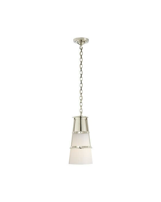 Robinson Pendant Polished Nickel/White Glass M