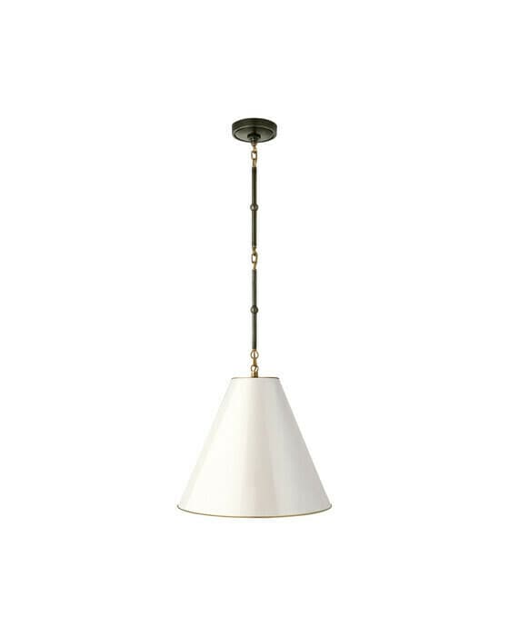 Goodman Hanging Light Bronze & Antique Brass/Antique White Small