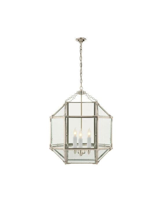 Morris Medium Lantern Polished Nickel/Clear Glass