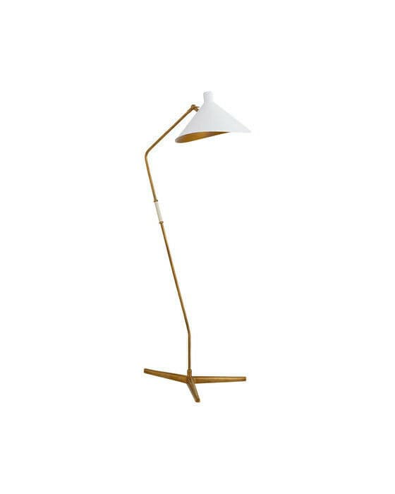 Mayotte Large Offset Floor Lamp Antique Brass/White Shade