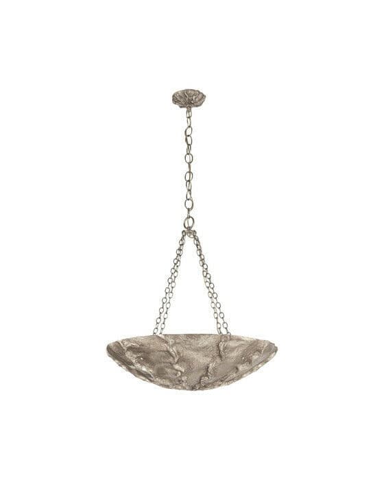 Benit Medium Sculpted Pendant Burnished Silver Leaf
