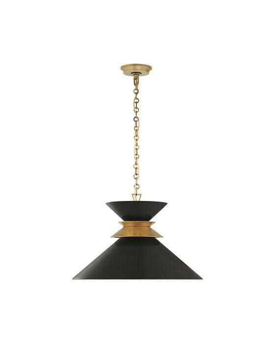 Alborg Large Stacked Pendant Antique- Burnished Brass/Black Shade