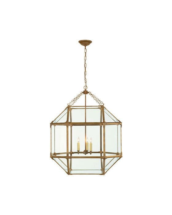 Morris Large Lantern Gilded Iron/Clear Glass