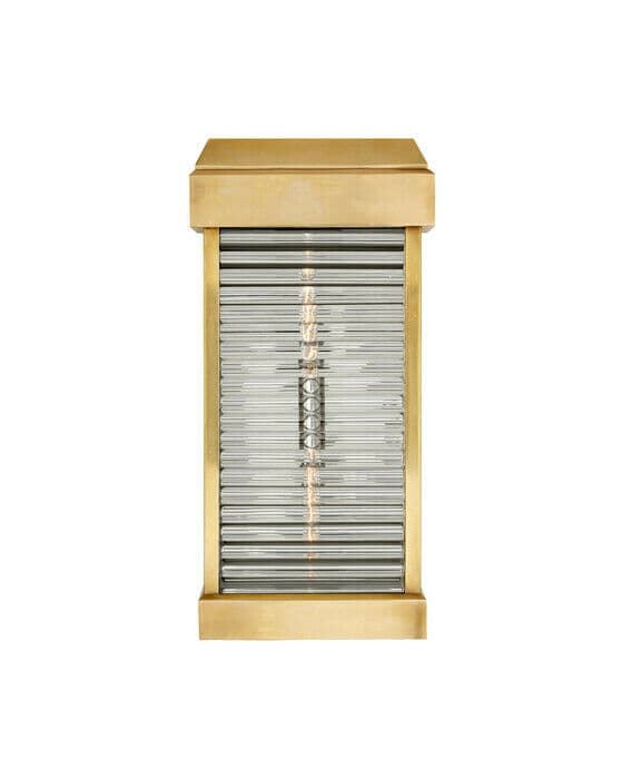 Dunmore Large Curved Glass Louver Sconce Antique-Burnished Brass