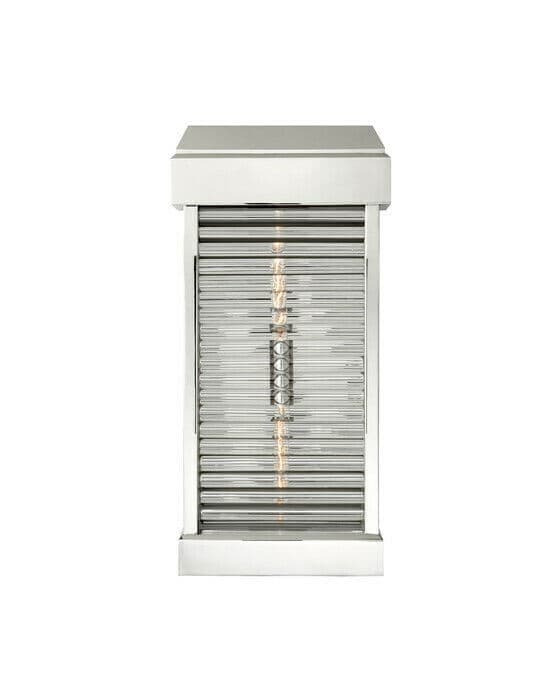 Dunmore Large Curved Glass Louver Sconce Polished Nickel