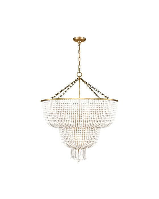 Jacqueline Two-Tier Chandelier Antique Brass/White Acrylic