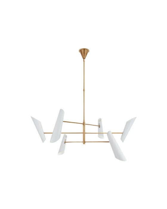 Franca Pivoting Chandelier Antique Brass/White Large