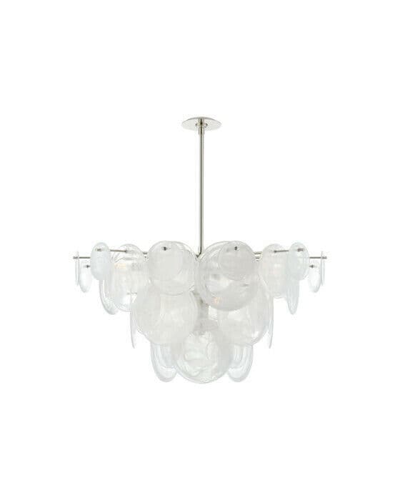 Loire Chandelier Polished Nickel/White Glass L