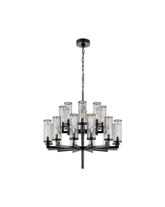 Liaison Double Tier Chandelier Bronze/Crackle Glass