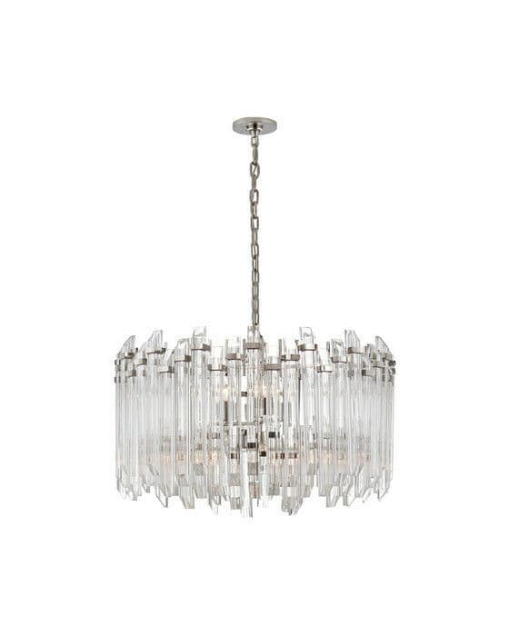 Adele Large Wide Drum Chandelier Polished Nickel