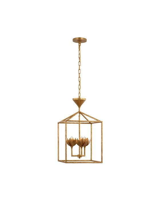 Alberto  Open Cage Lantern Antique Gold Leaf