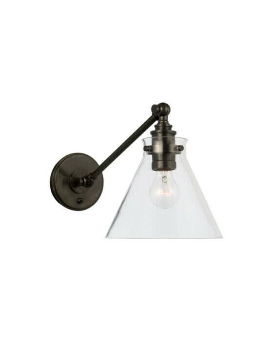 Parkington Single Library Wall Light Bronze/Clear
