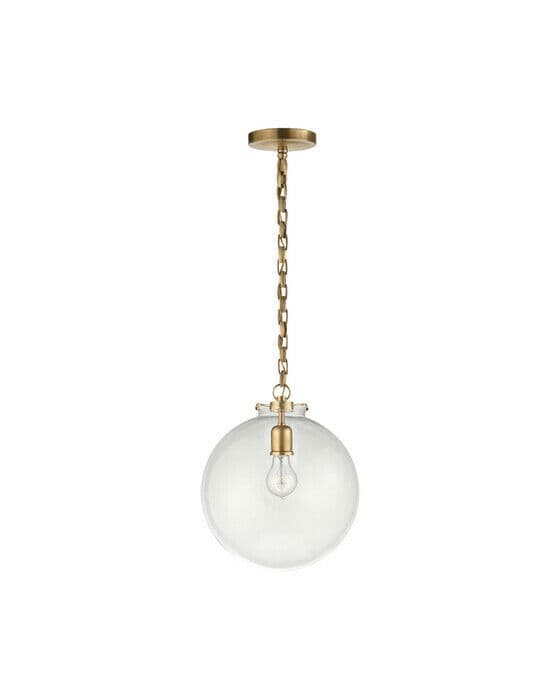 Katie Globe Pendant Antique Brass/Clear