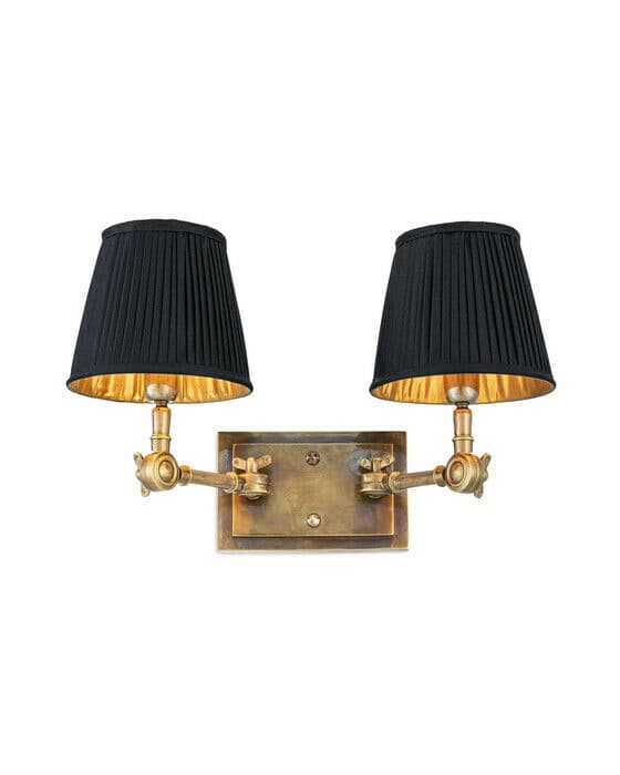 Wentworth vegglampe dobbel messing/svart
