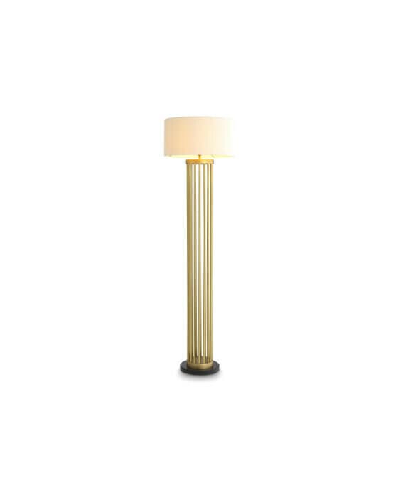 Condo gulvlampe antikk messing/hvit