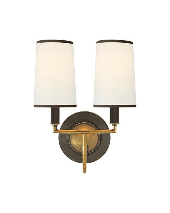 Elkins Double Sconce Bronze and Antique Brass/Linen