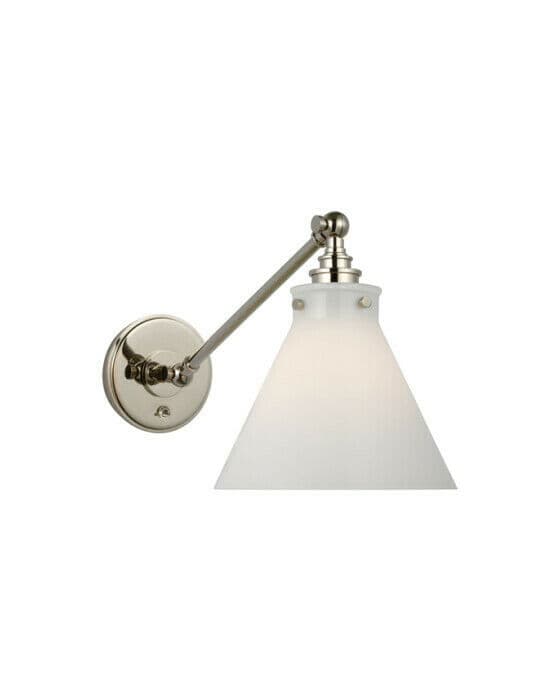 Parkington Single Library Wall Light Polished Nickel/White