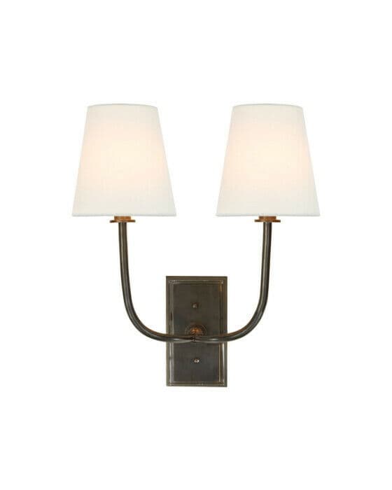 Hulton Double Sconce Bronze/Linen