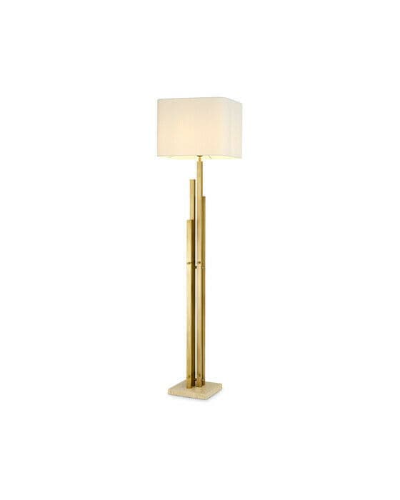Destino gulvlampe antikk messing / travertin