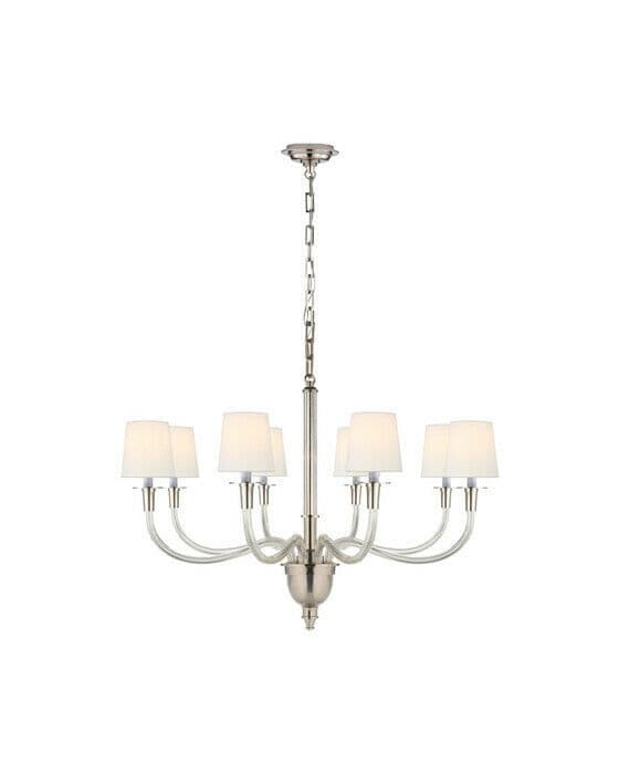 Vivian One-Tier Chandelier Polished Nickel/Linen Large