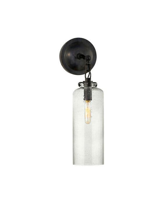 Katie Small Cylinder Sconce Bronze/Seeded Glass