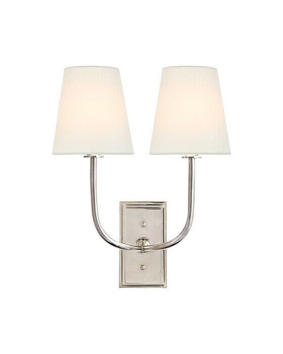 Hulton Double Sconce Polished Nickel/Linen