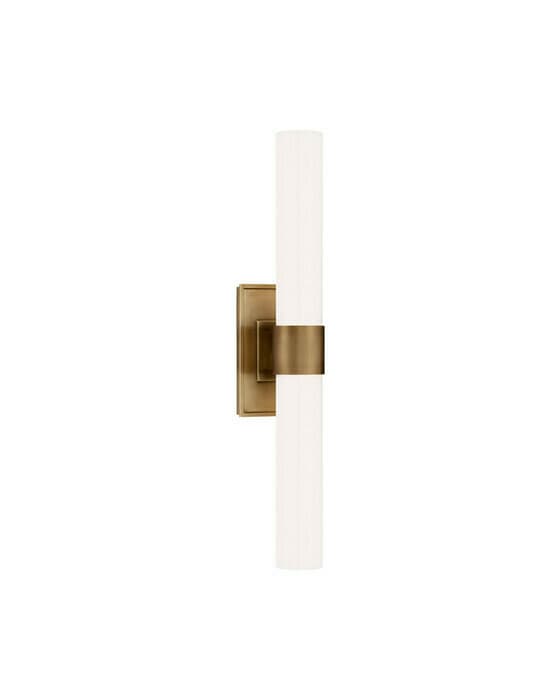 Presidio Petite Double Sconce Antique Brass/White