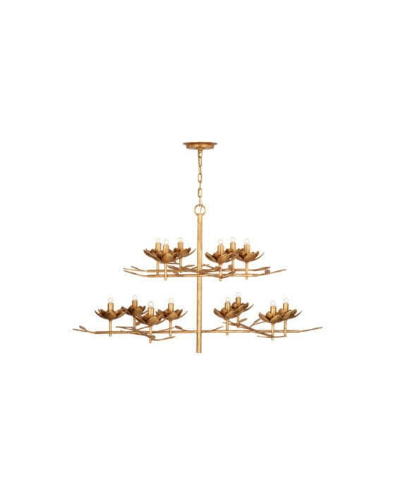 Clementine 42" Tiered Chandelier Antique Gold Leaf